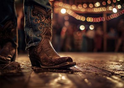 cowboy in a club with cowboy boots